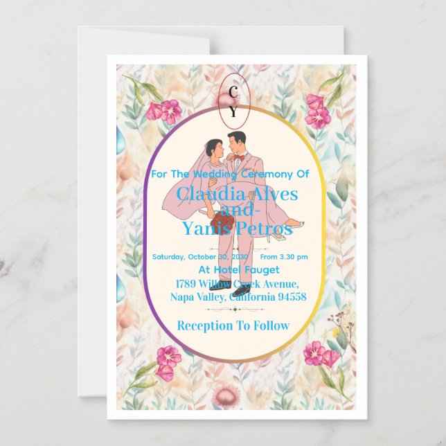 Personalised Wedding Ceremony Invitation  (Front)