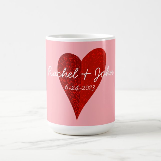 Personalised Wedding Coffee Mug with Heart (Center)