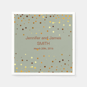 Personalised Wedding Confetti Spots Gold Glitter Napkin