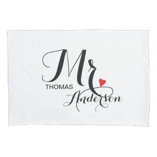 Personalised Wedding Couple - Mister with Heart Pillowcase
