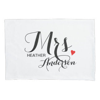 Personalised Wedding Couple - Mrs. with Heart Pillowcase