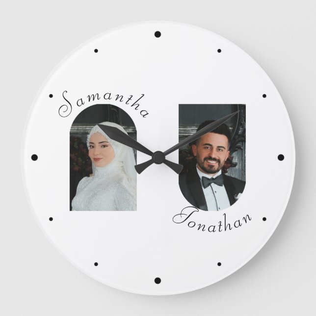 Personalised Wedding Couple Photo Wall Clock (Front)