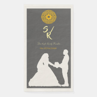 Personalised Wedding Couple Silhouette Monogram  Napkin