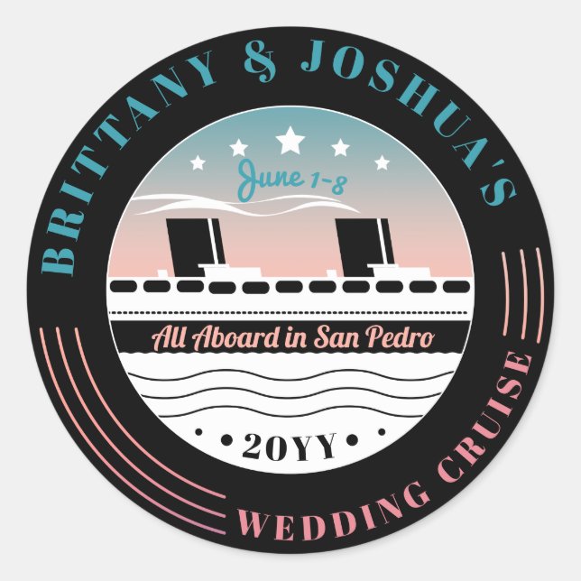 Personalised Wedding Cruise Classic Round Sticker (Front)