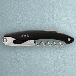 Personalised Wedding Custom Heart Couple Monogram Corkscrew