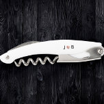 Personalised Wedding Custom Heart Couple Monogram Corkscrew<br><div class="desc">Celebrate in style with a personalised white waiter’s corkscrew designed just for the wedding party, featuring a minimalist couple monogram with a sweet rose gold printed heart on the handle. This custom wine opener is perfect for popping bottles at the rehearsal dinner, getting‑ready suite, or wedding reception bar, and doubles...</div>