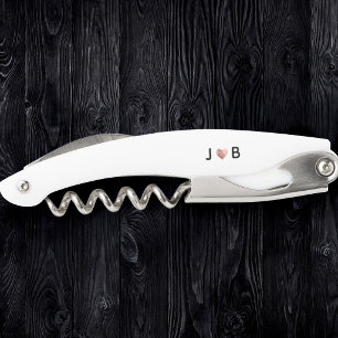 Personalised Wedding Custom Heart Couple Monogram Corkscrew