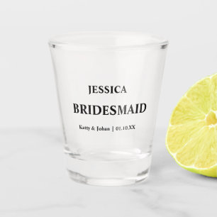 Personalised Wedding Date and Names Bridesmaid Shot Glass