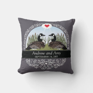 Personalised Wedding Date Anniversary, Geese Cushion