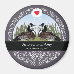 Personalised Wedding Date Anniversary, Geese Magnet