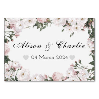 Personalised Wedding Date Floral Table Card