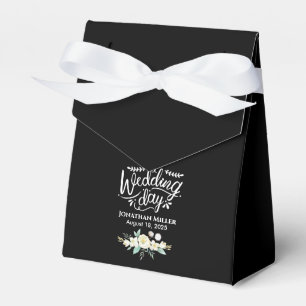 Personalised  Wedding Elegant Black White Floral F Favour Box
