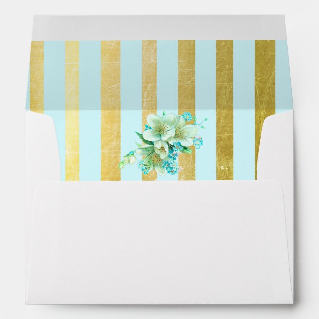 Personalised Wedding Envelope Aqua Blue Gold (Back (Bottom))