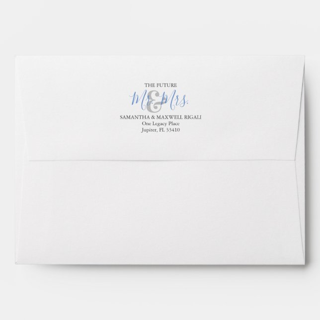 Personalised Wedding Envelopes Coastal Blue (Back (Top Flap))