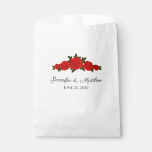 Personalised Wedding Favour Bag with Red Roses