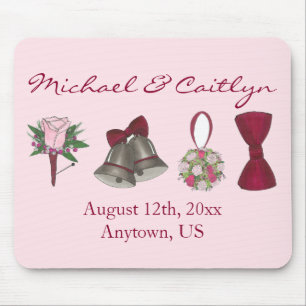 Personalised Wedding Favour Bouquet Bowtie Bells Mouse Pad