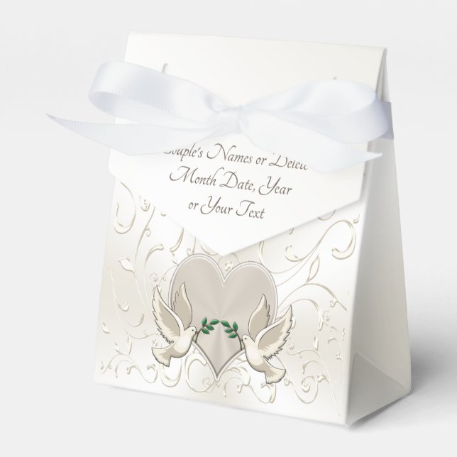 Personalised Wedding Favour Boxes, Love Bird Favou Box (Front Side)