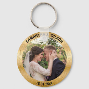 Personalised Wedding Favour   Gold  Photo Key Ring