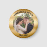 Personalised Wedding Favour | Gold |Photo Magnet<br><div class="desc">You can personalise this design by putting your own photo,  names of the couple and the date of the wedding. It has a trendy and glittery gold background.</div>