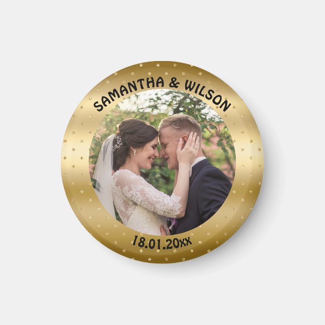 Personalised Wedding Favour | Gold |Photo Magnet (Front)