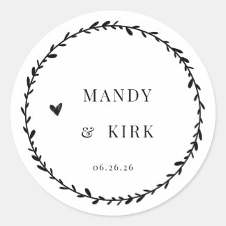 Personalised Wedding Favour Sticker | Laurel Wreat