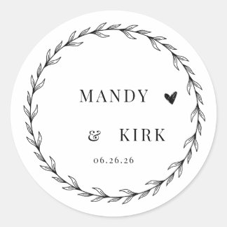 Personalised Wedding Favour Sticker | Laurel Wreat