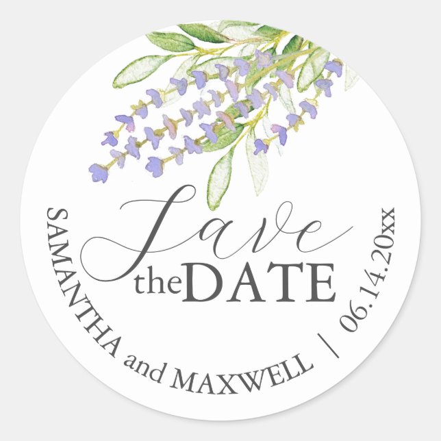 Personalised Wedding Favour Stickers Lavender (Front)