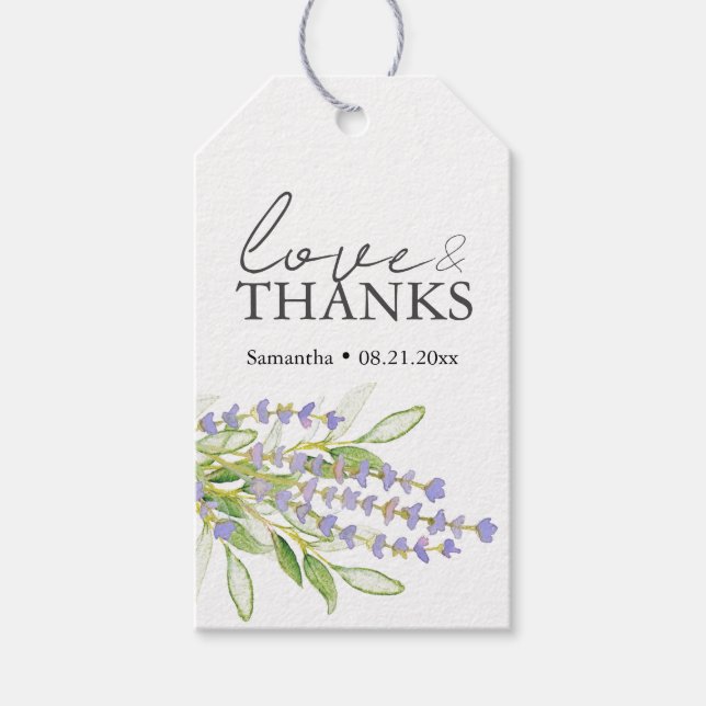 Personalised Wedding Favour Tags Lavender (Front)
