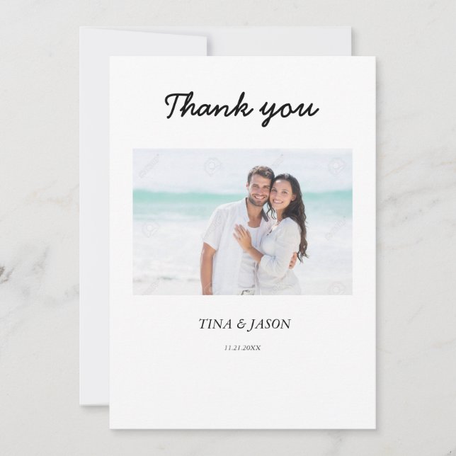 Personalised Wedding Flat Thank You Card (Front)