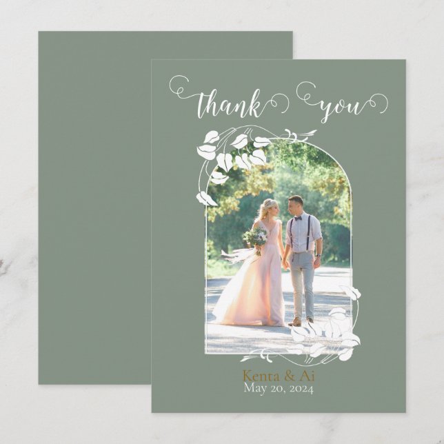 Personalised Wedding Flat Thank You Card  (Front/Back)