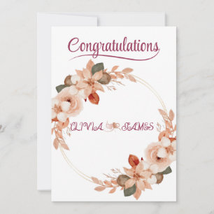 Personalised Wedding Floral Card   Newly Married