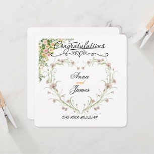 Personalised Wedding Floral Card   Newly Married