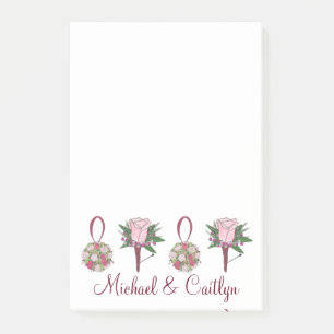 Personalised Wedding Flower Rose Post It Notes