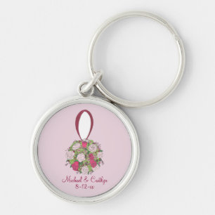 Personalised Wedding Flowers Rose Bouquet Keychain