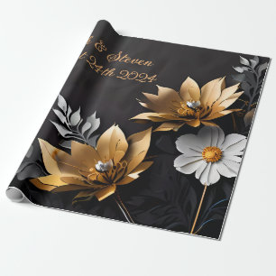 Personalised Wedding Gift Gold & Silver  Wrapping Paper