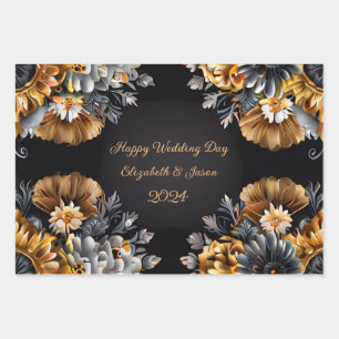 Personalised Wedding Gift Gold & Silver  Wrapping Paper Sheet