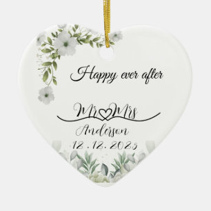 Personalised Wedding Gift happy ever after Ceramic Ornament