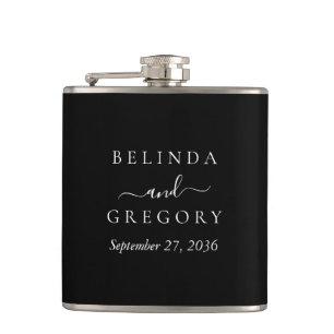 Personalised Wedding Gifts Black White Hip Flask