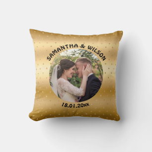  Personalised Wedding   Glittery Gold Background Cushion