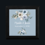 Personalised Wedding Grey Blue Floral Keepsake Box<br><div class="desc">Personalised Wedding Grey Blue Floral Keepsake Box by © Cathy Thompson. Perfect for gift giving or that special day.</div>