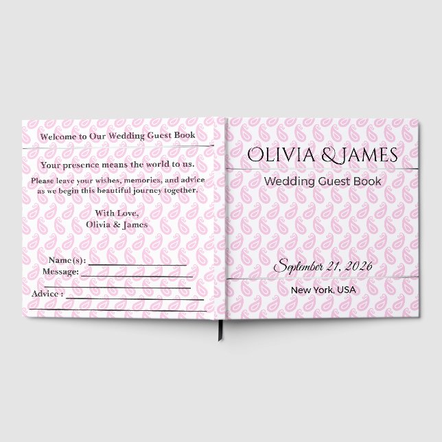 Personalised Wedding Guest Book | Pink Romantic (Full)