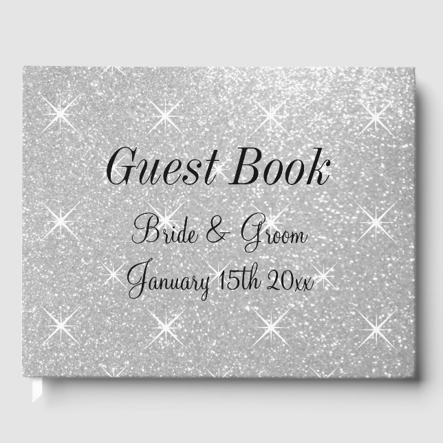 Personalised wedding guest book with sparkly cover (Front)