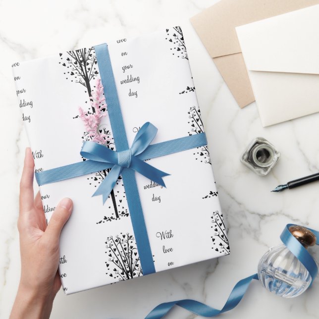 Personalised Wedding Heart Tree Wrapping Paper (Gifting)