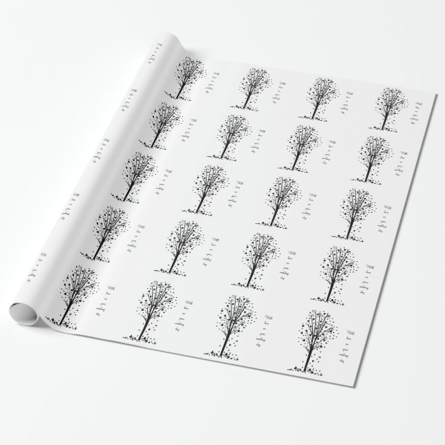 Personalised Wedding Heart Tree Wrapping Paper (Unrolled)