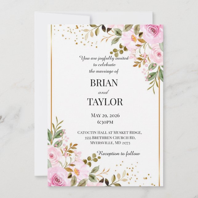 Personalised Wedding Invitation Card Invite (Front)