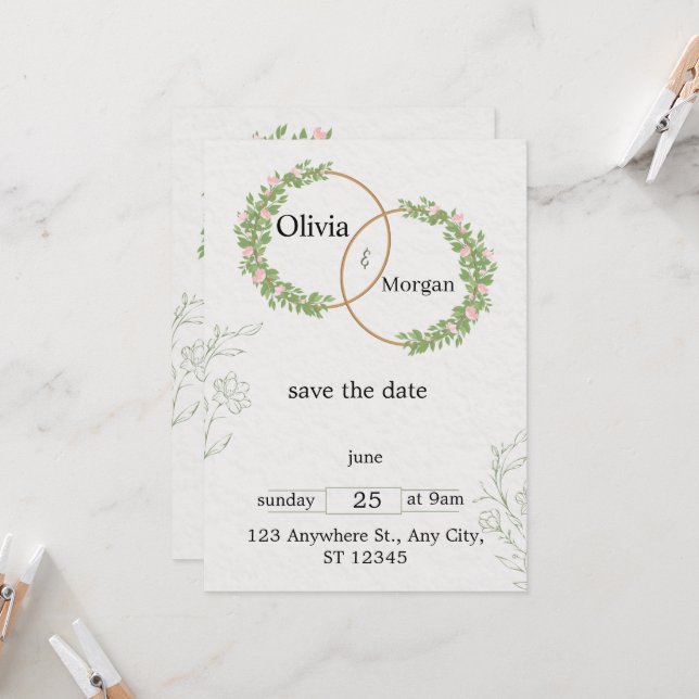 “Personalised Wedding Invitation Cards – Timeless  (Front/Back In Situ)