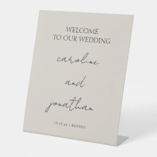 Personalised Wedding Ivory Cream Elegant Welcome Pedestal Sign