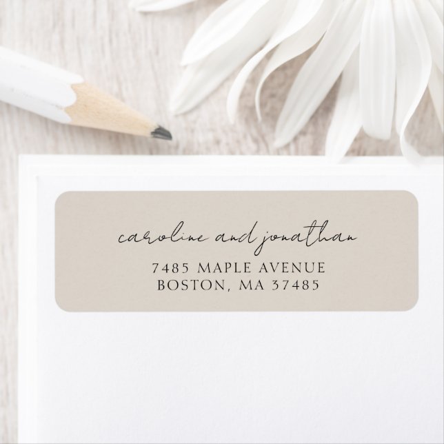 Personalised Wedding Ivory Script Return Address Label (Insitu)