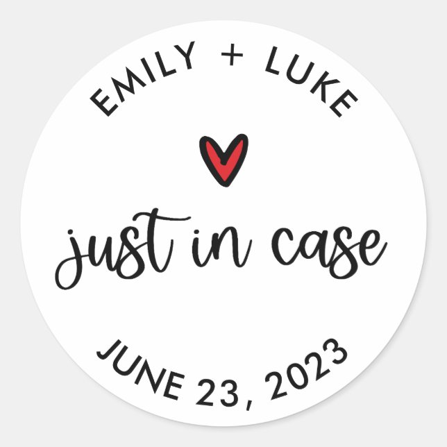 Personalised Wedding Just in Case Recovery Kit  Classic Round Sticker (Front)