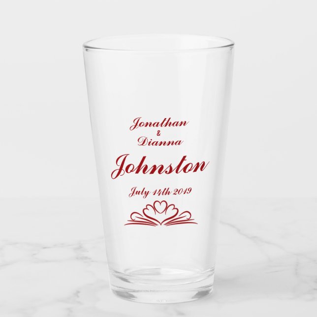 Personalised Wedding Keepsake 16 oz Glass (Front)